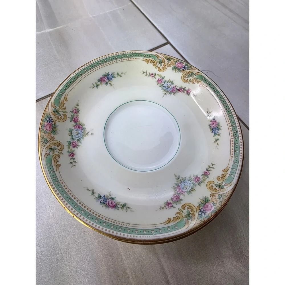 Vintage Noritake Plaza China‎ Saucers Set of 5 Floral Gold Trim Japan 5.5 Inch